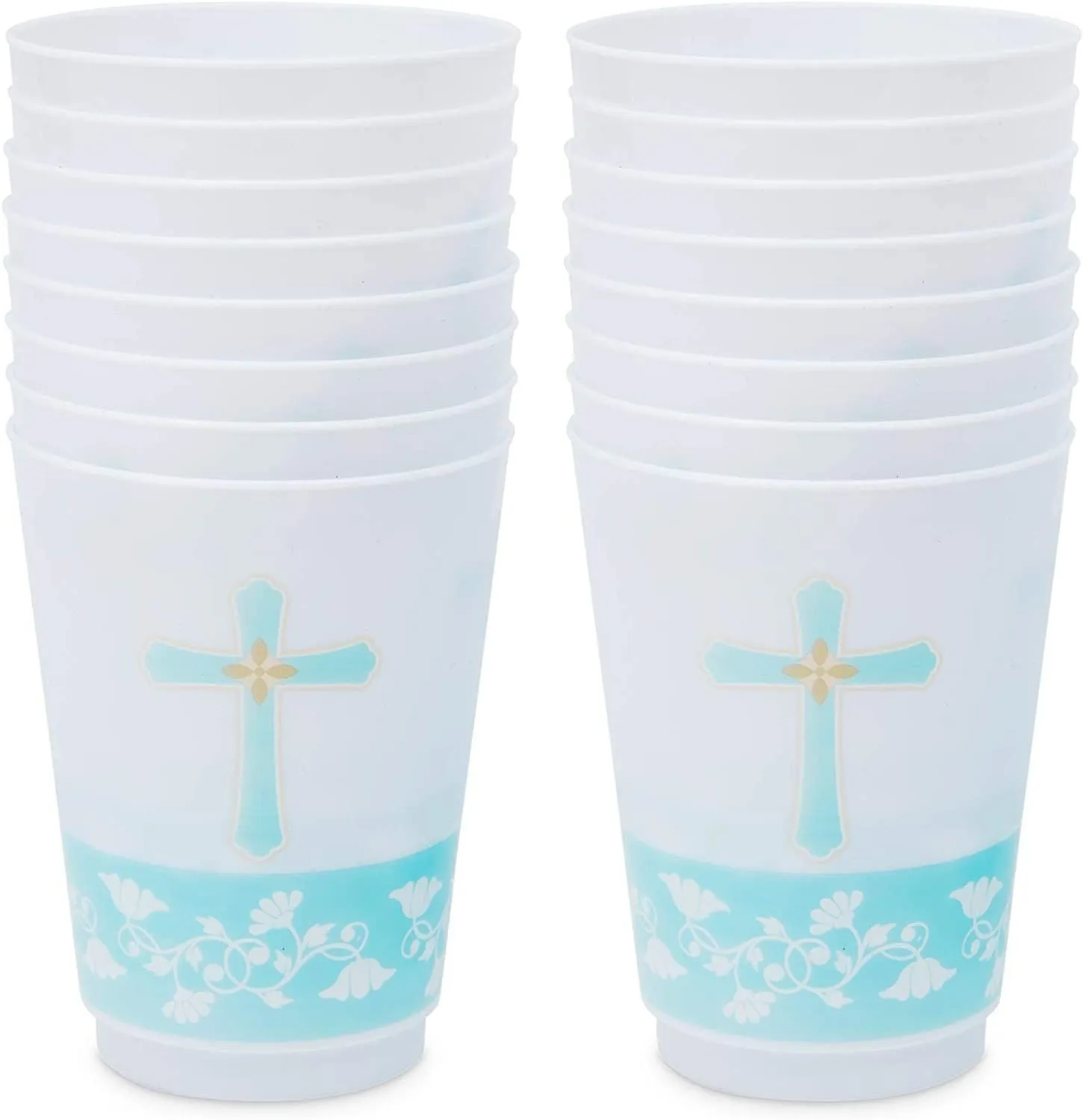 16 oz Baptism Tumbler Cups, First Communion Decorations, Party Supplies (16 Pack)