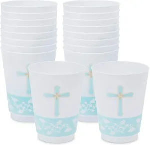 16 oz Baptism Tumbler Cups, First Communion Decorations, Party Supplies (16 Pack)