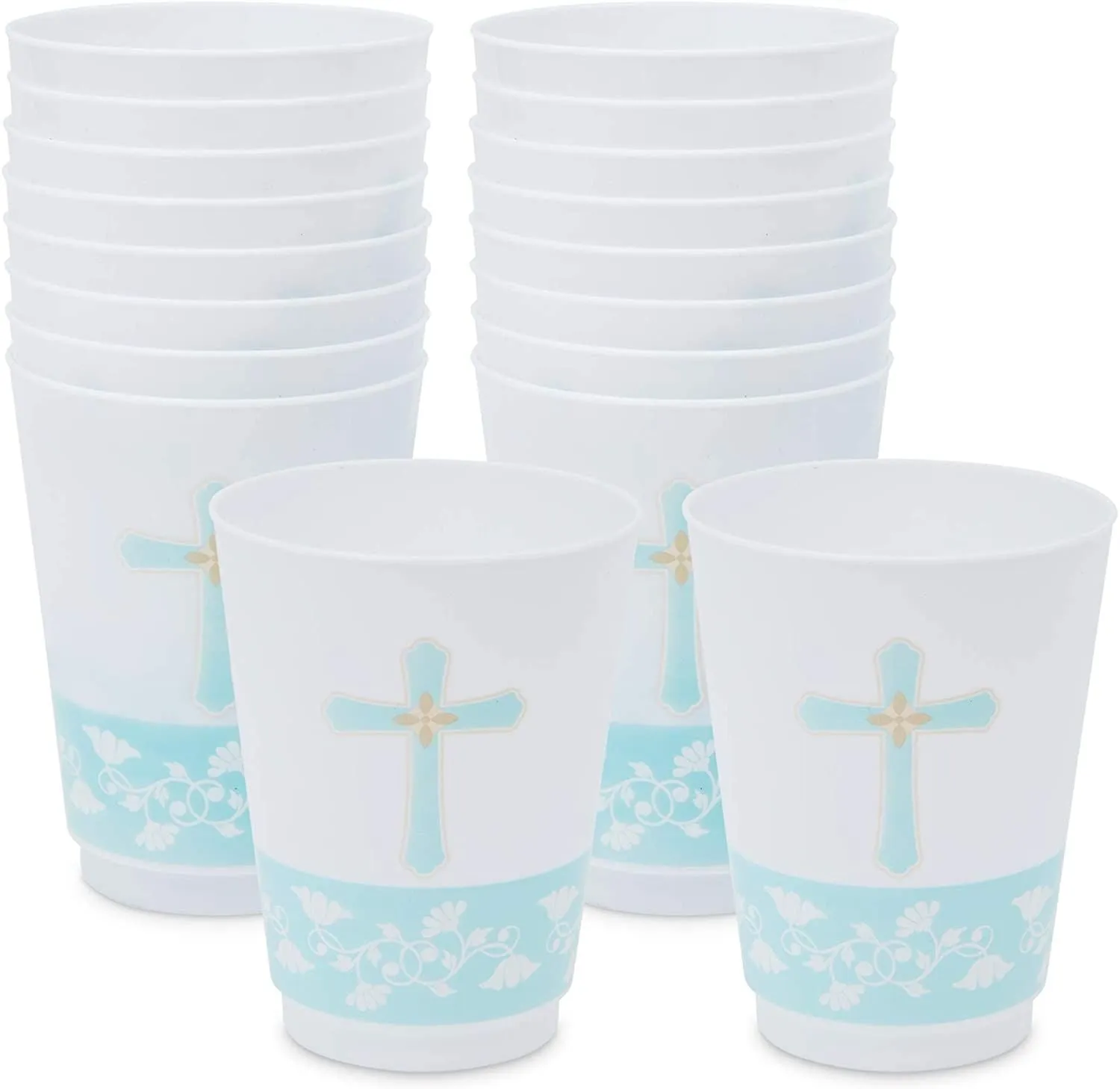 16 oz Baptism Tumbler Cups, First Communion Decorations, Party Supplies (16 Pack)