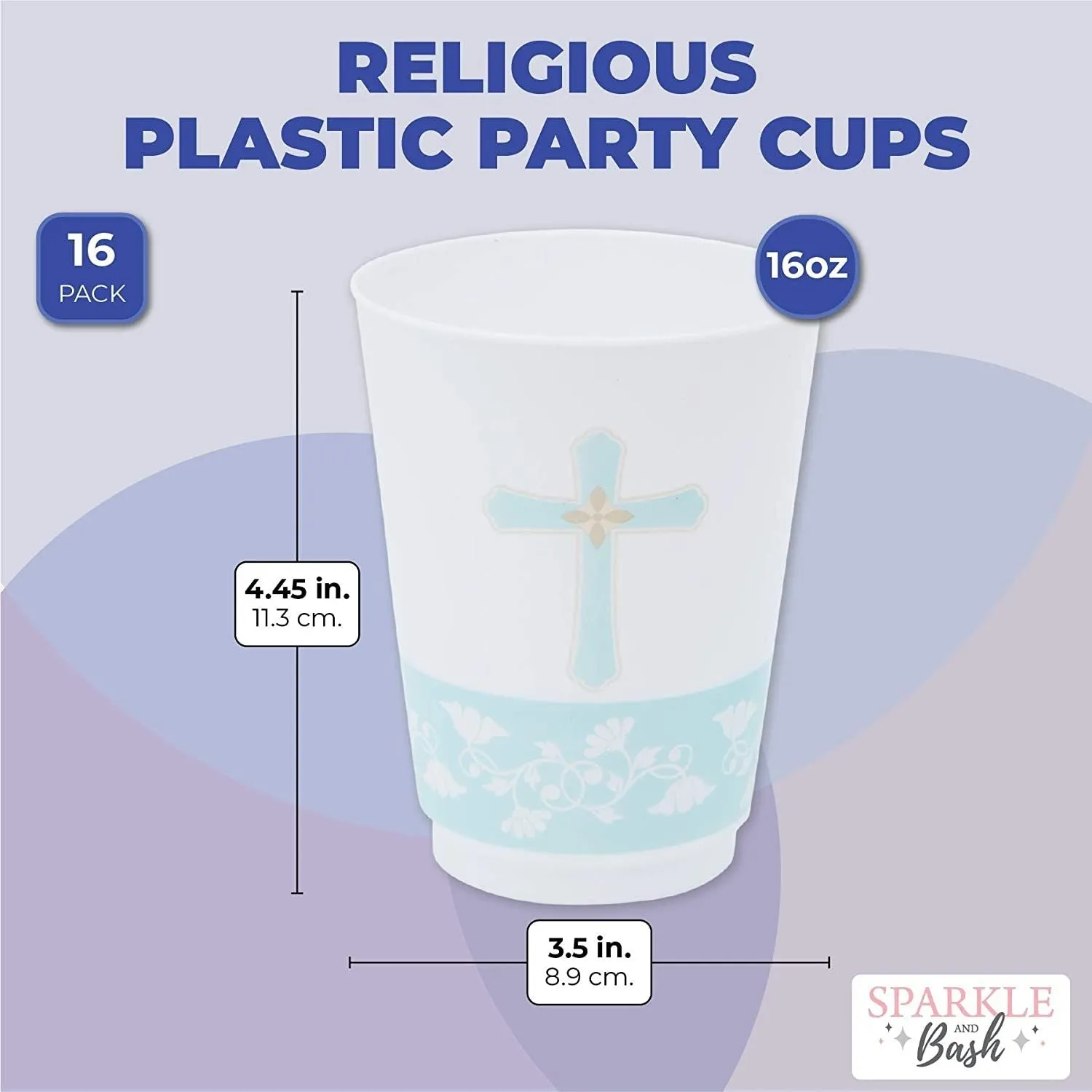 16 oz Baptism Tumbler Cups, First Communion Decorations, Party Supplies (16 Pack)