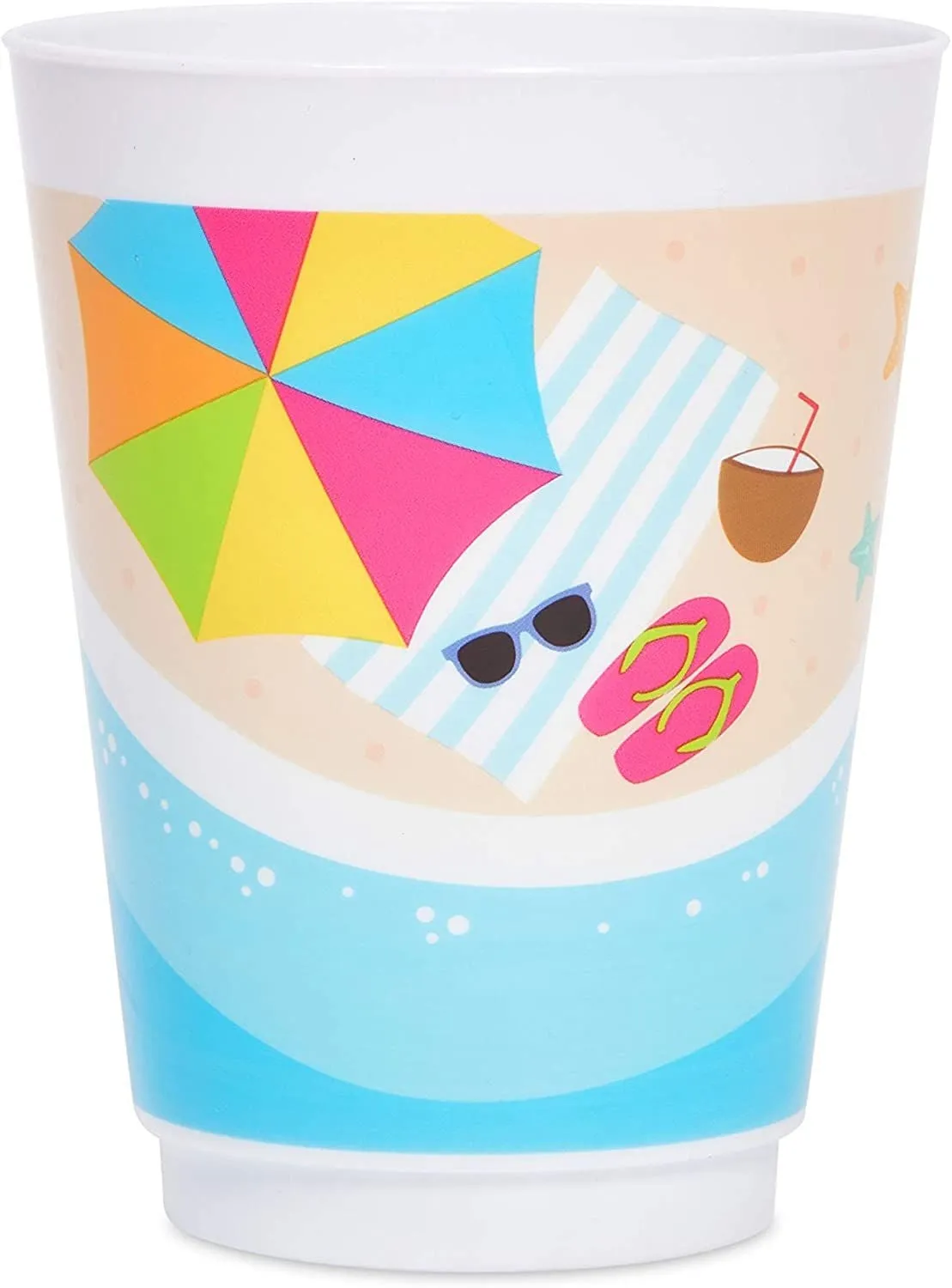 16 oz Plastic Beach Party Tumbler Cups (16 Pack)