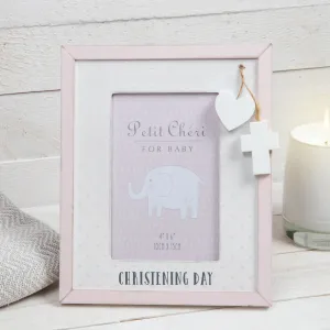 4 X 6  PETIT CHERI CHRISTENING PHOTO FRAME  PINK