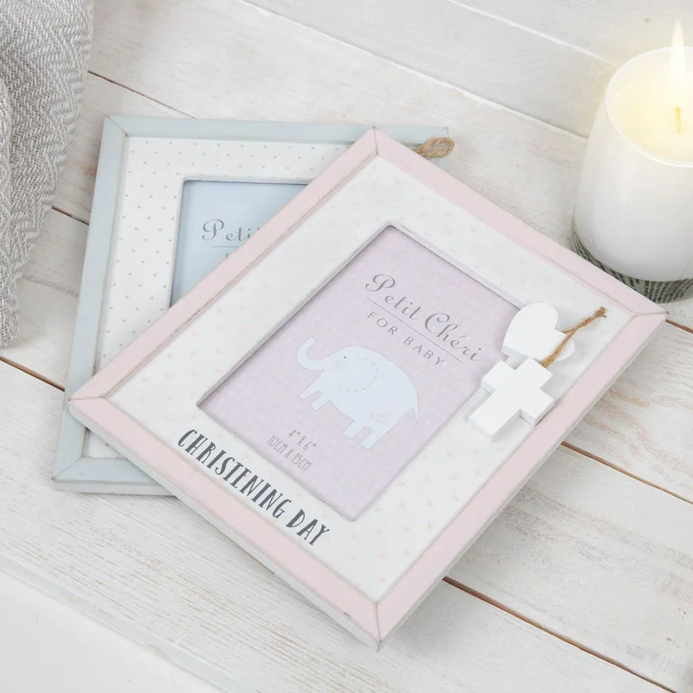 4 X 6  PETIT CHERI CHRISTENING PHOTO FRAME  PINK