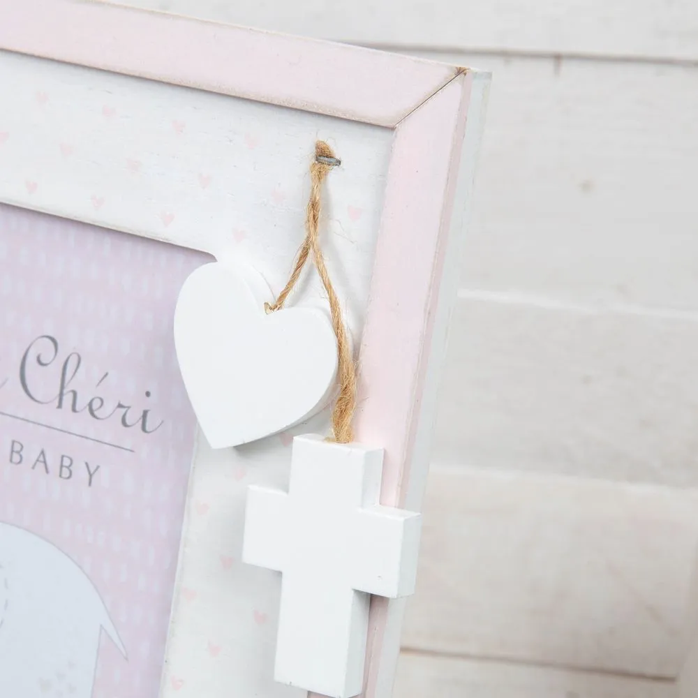 4 X 6  PETIT CHERI CHRISTENING PHOTO FRAME  PINK