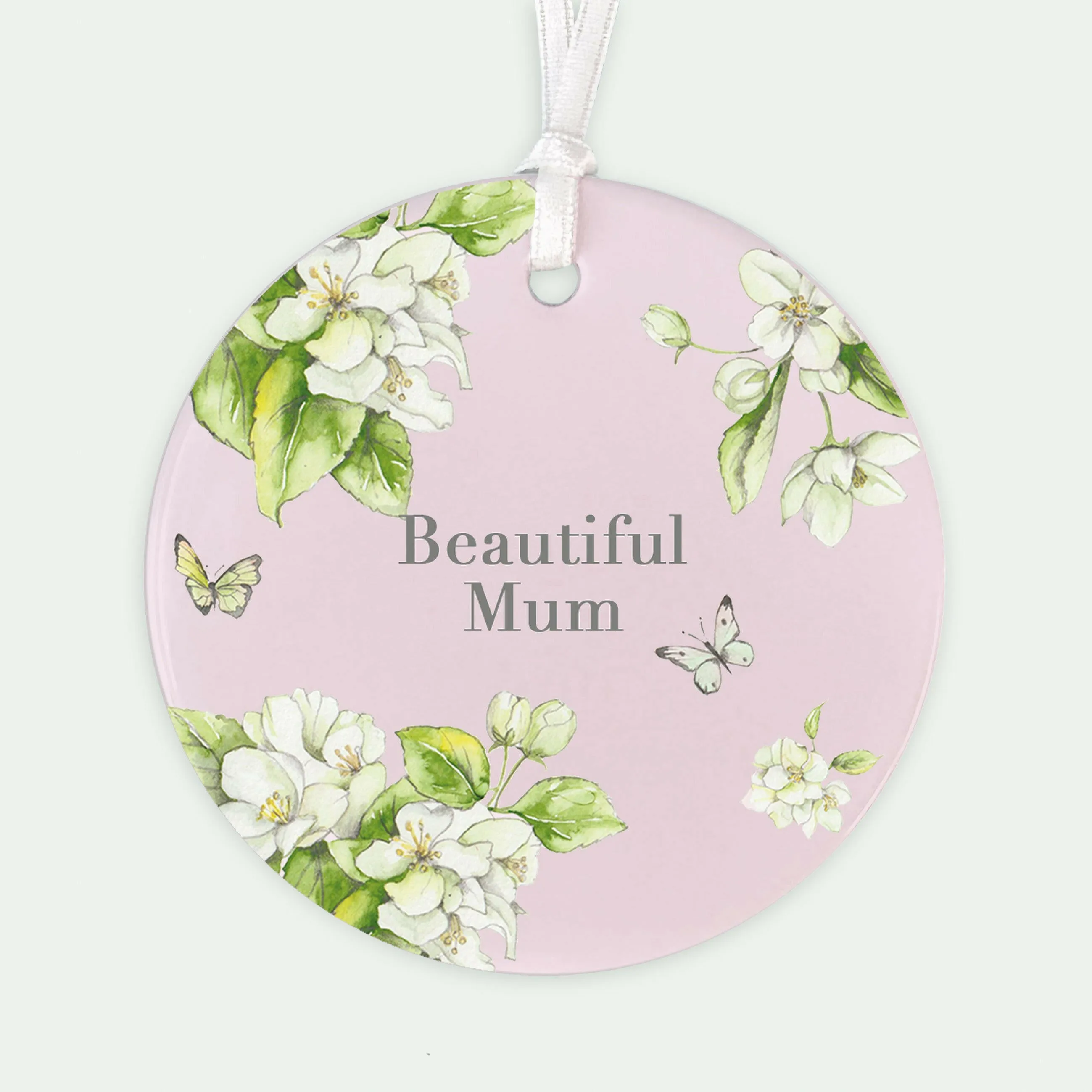 A6 Greeting Card with Ceramic Keepsake - Blossom Pink Beautiful Mum