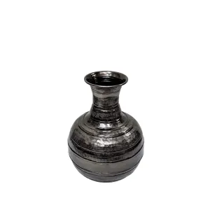 Aluminium XL Pot Belly Vase in Smoke Black - Small