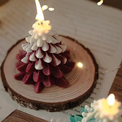 ATORSE® Christmas Tree Wax Scented Candle Creative Curve Home Decor Prop White Red