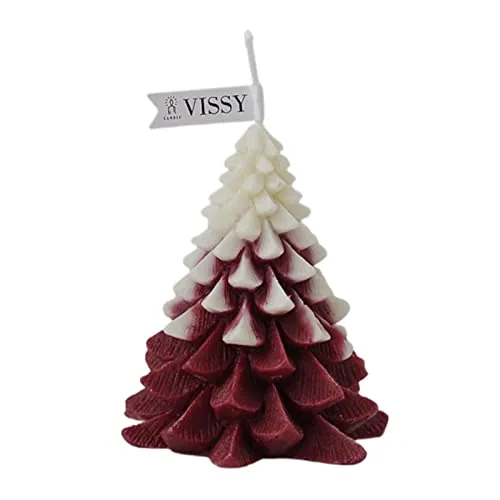 ATORSE® Christmas Tree Wax Scented Candle Creative Curve Home Decor Prop White Red