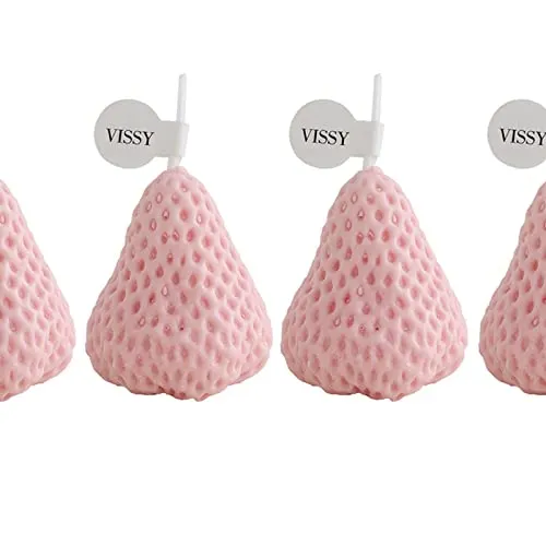 ATORSE® Strawberry Candle Scented Candle Home Living Room Party Decor Photo Props Pink S 4Pcs