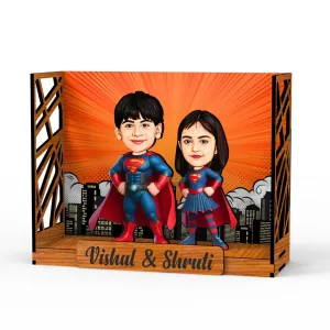 Avatar Stand Personalized Gift for Kids, Brother, Friends, Character Caricature Photo Frame Unique Design Customized Gift for Friends & Family Return Gift (SuperHeroes Box)