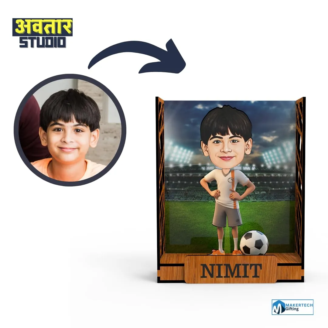 Avatar Studio Personalized Gift for Kids, Brother, Friends, Character Caricature Photo Frame Unique Design Customized Gift for Friends & Family Return Gift (Footballer 2)