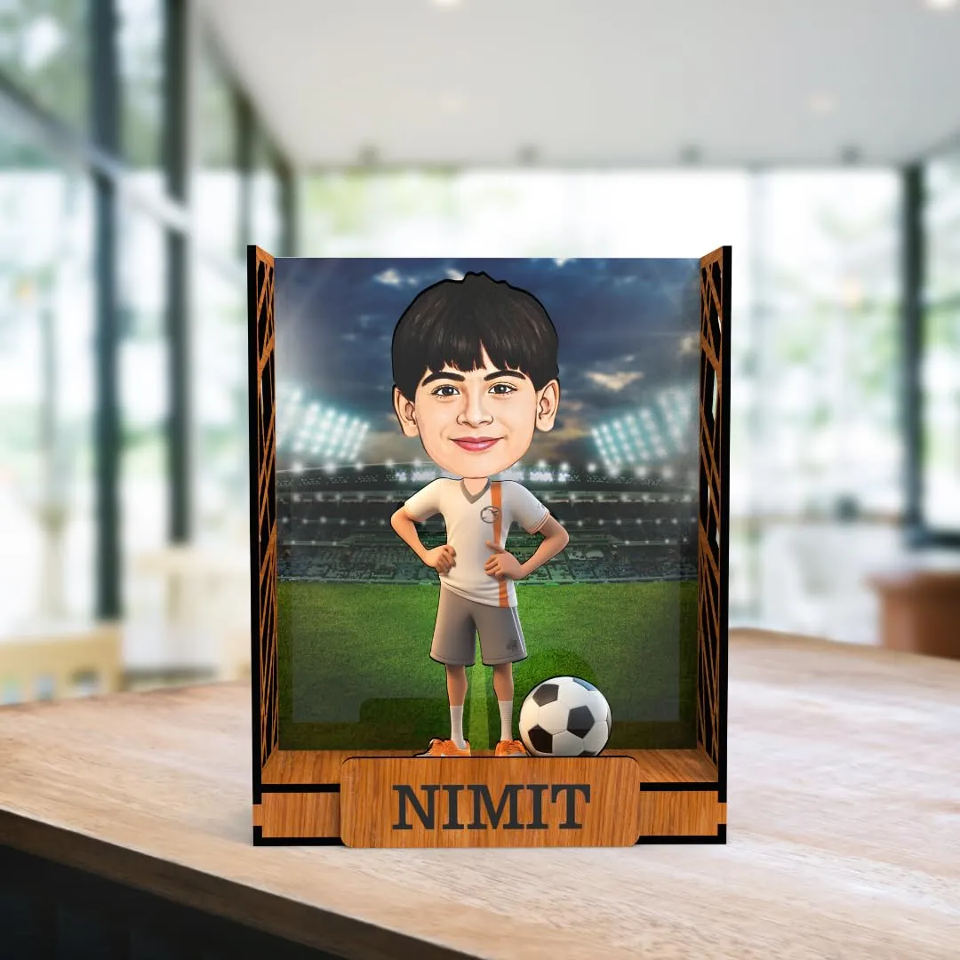 Avatar Studio Personalized Gift for Kids, Brother, Friends, Character Caricature Photo Frame Unique Design Customized Gift for Friends & Family Return Gift (Footballer 2)