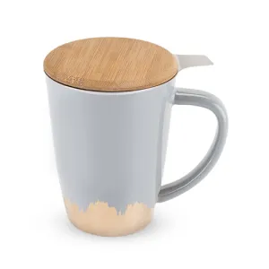 Bailey™ Champagne Brush Ceramic Tea Mug & Infuser