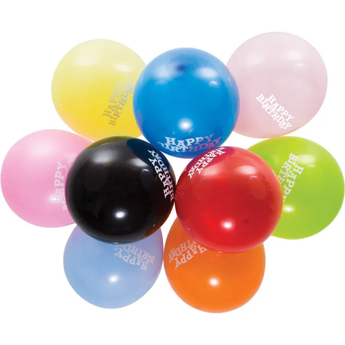 Balloons, 12" Asst Happy Birthday (15/Pkg)