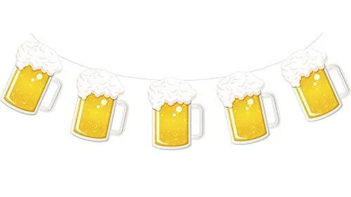 Beer Party & Oktoberfest Decoration - Brew Steins Garland - 10 ft Long Mug Pennant Banner (1)