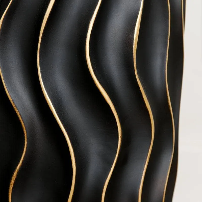 Black & Gold Ripple Vase - 90cm