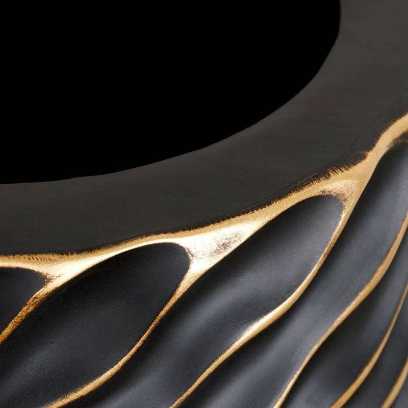 Black & Gold Ripple Vase - 90cm