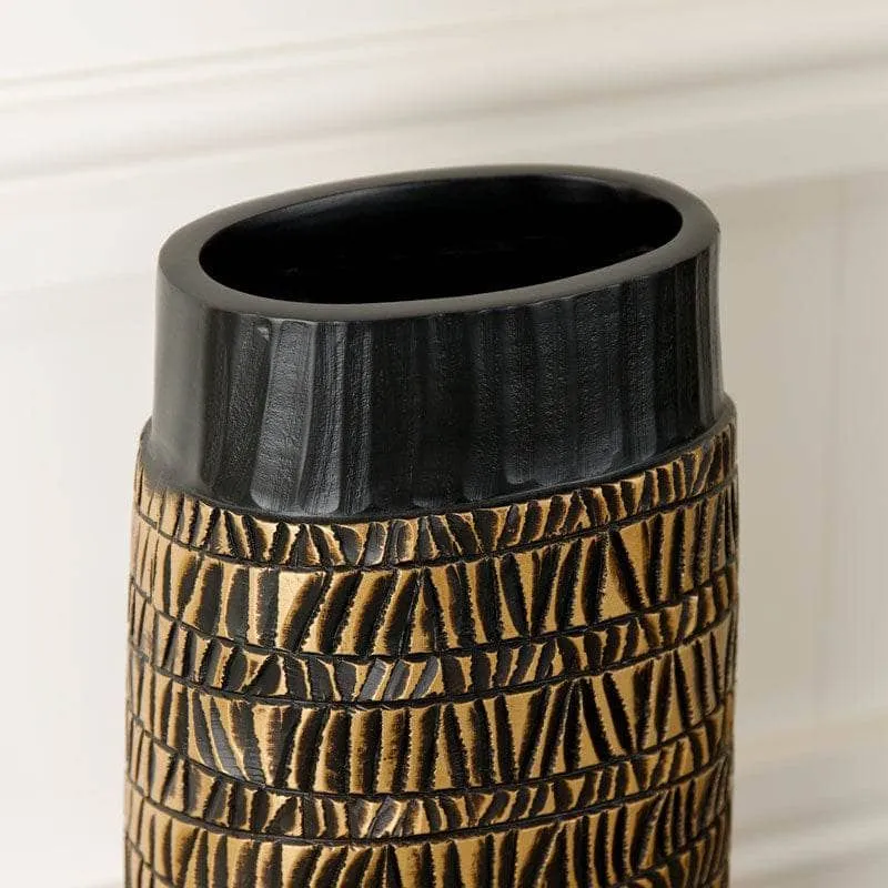 Black & Gold Tribal Pattern Vase - 50cm