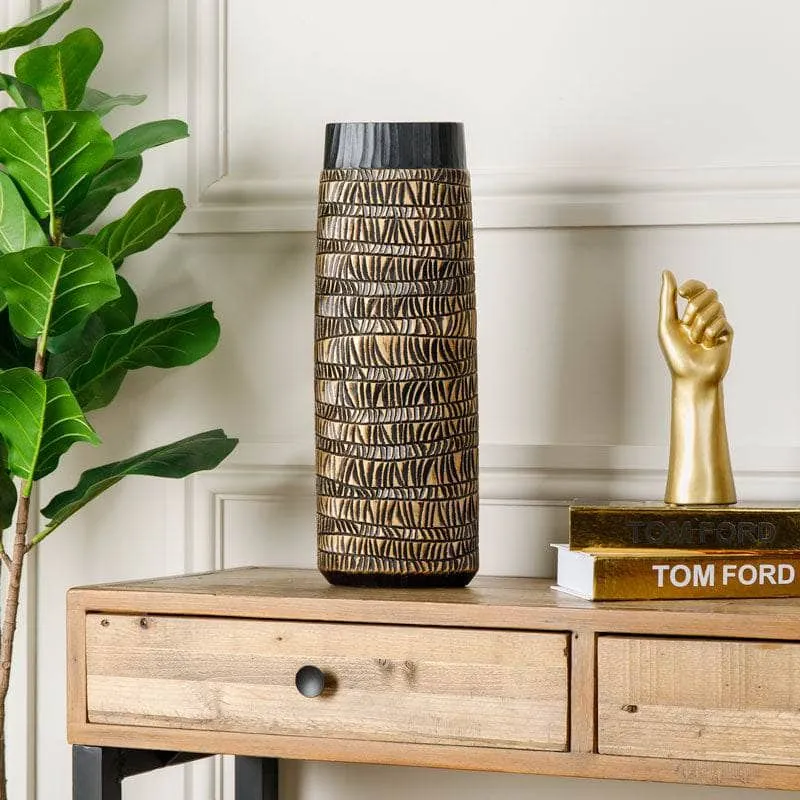 Black & Gold Tribal Pattern Vase - 50cm