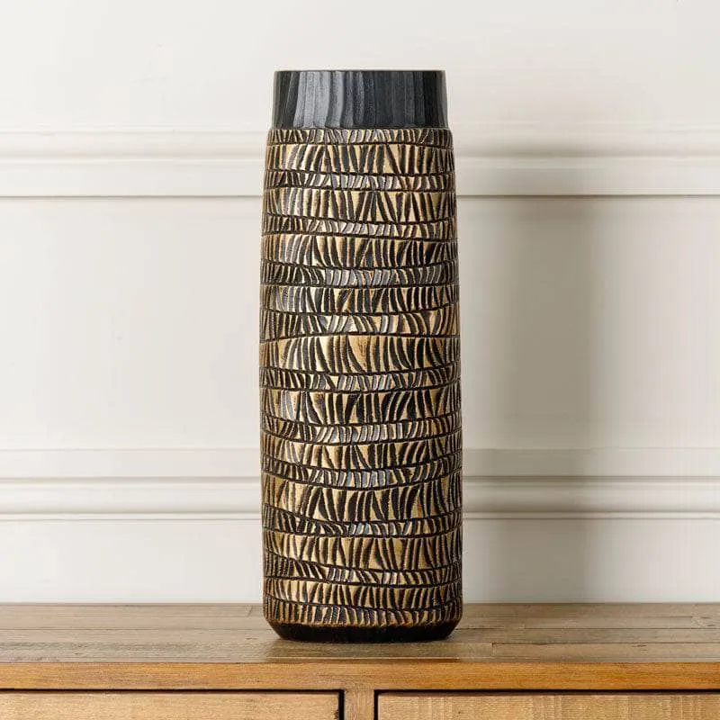 Black & Gold Tribal Pattern Vase - 50cm