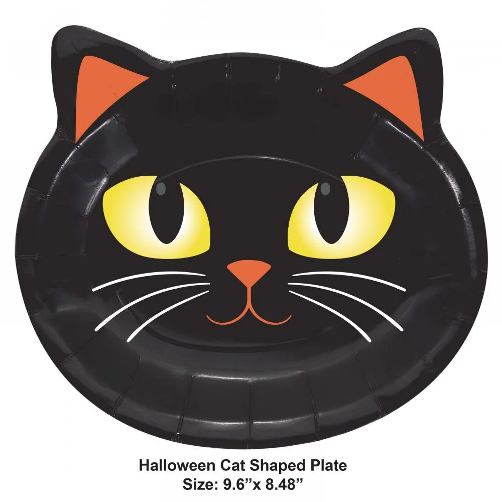 Bulk Halloween Cat Shaped Plate (Case of 96)