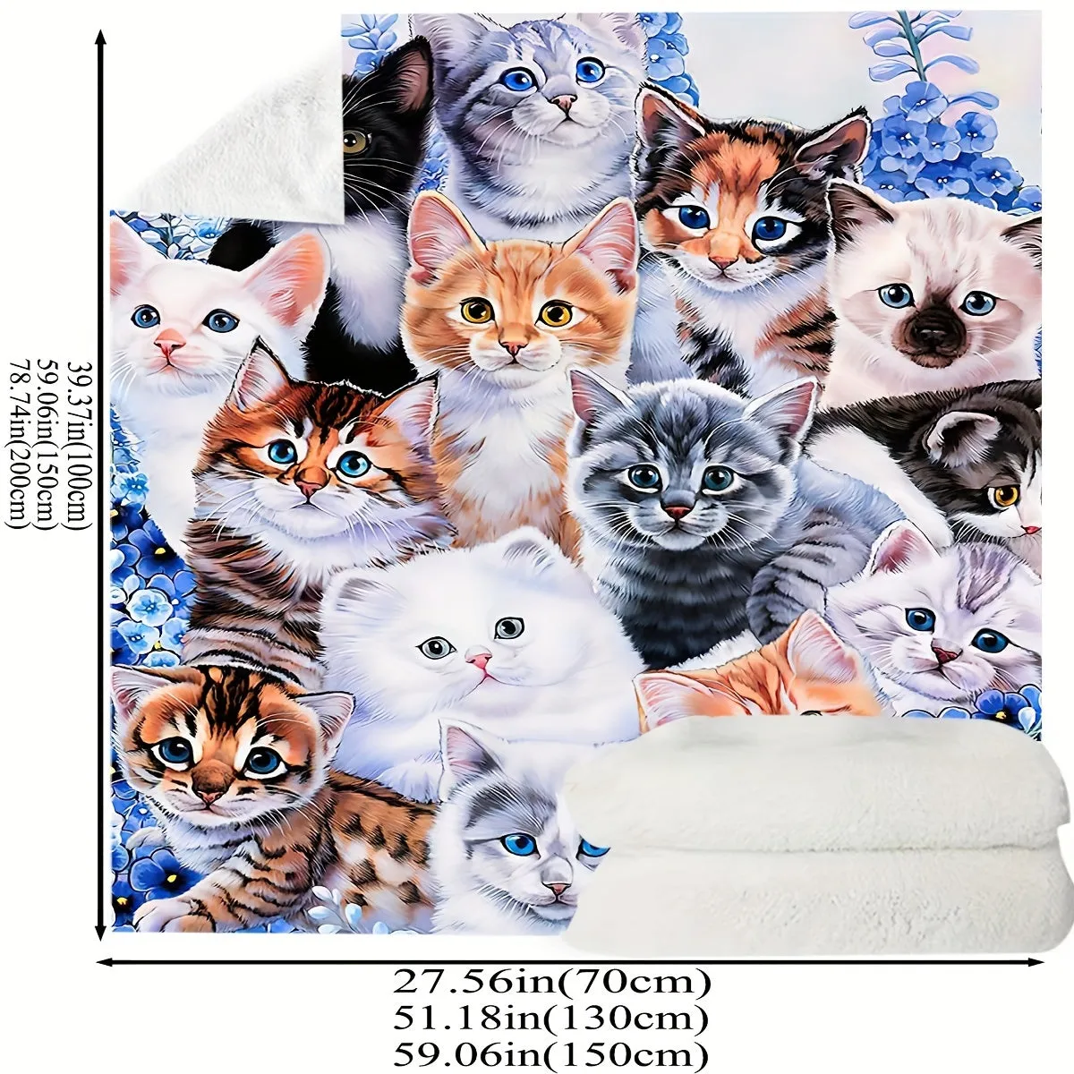 Cozy Cat Print Blanket for Home and Travel