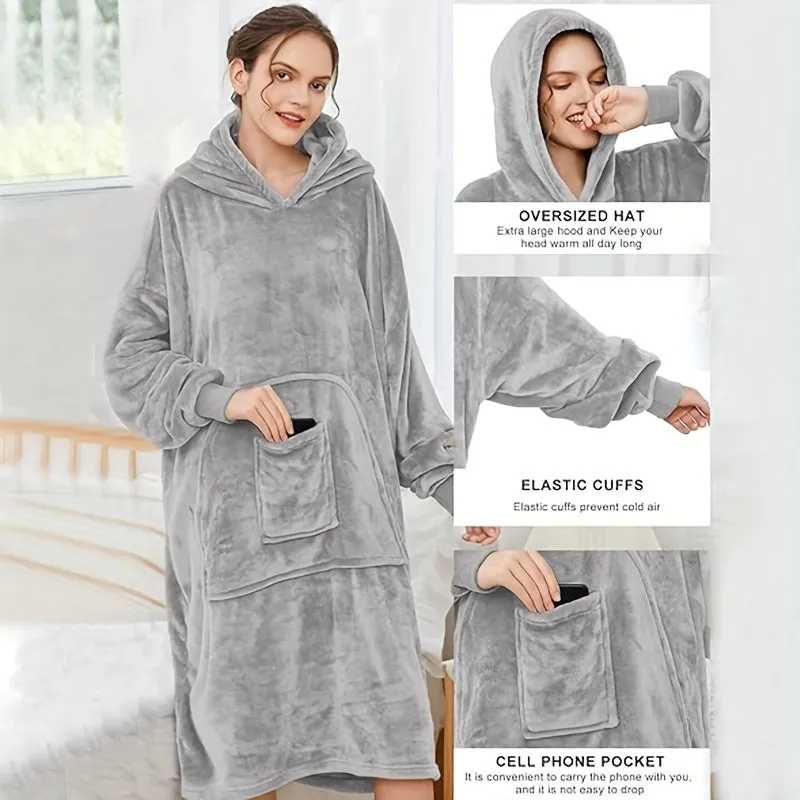 Cozy oversized hoodie blanket with big pocket  perfect for adults