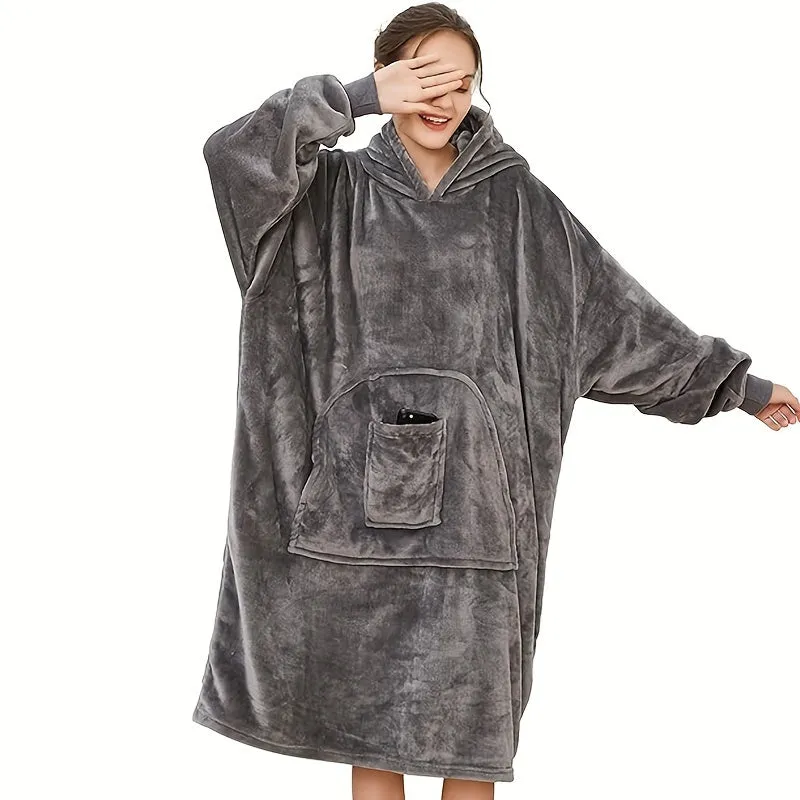 Cozy oversized hoodie blanket with big pocket  perfect for adults