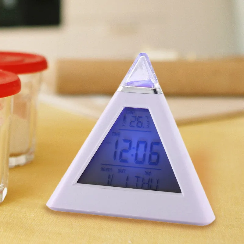 Digital 7 Color LED Weather Table Alarm Clock Thermometer