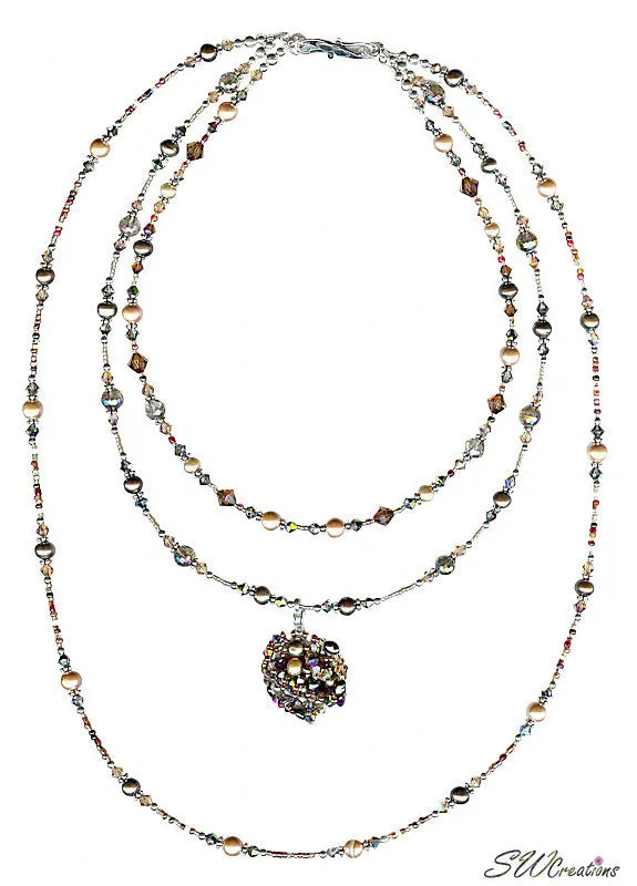 Earth Crystal Pearl Fusion Bead Art Necklace