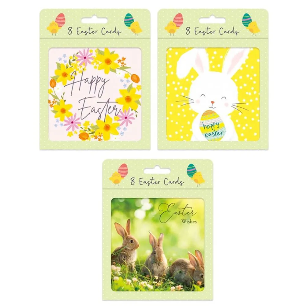 Easter Cards - Assorted 8 Pack Bunny Egg Chick Spring Holiday Greeting