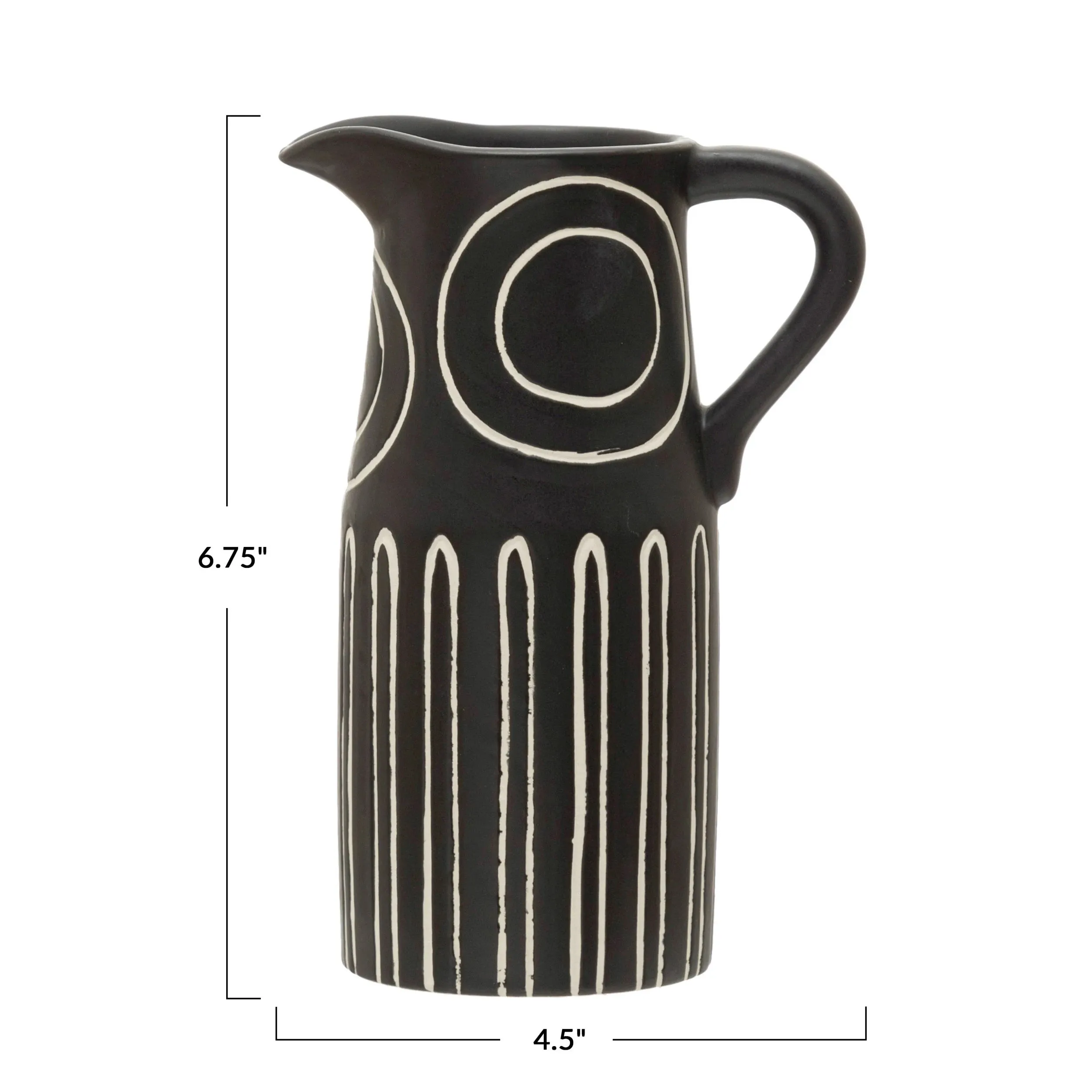 Embossed Design Black and White Pitcher