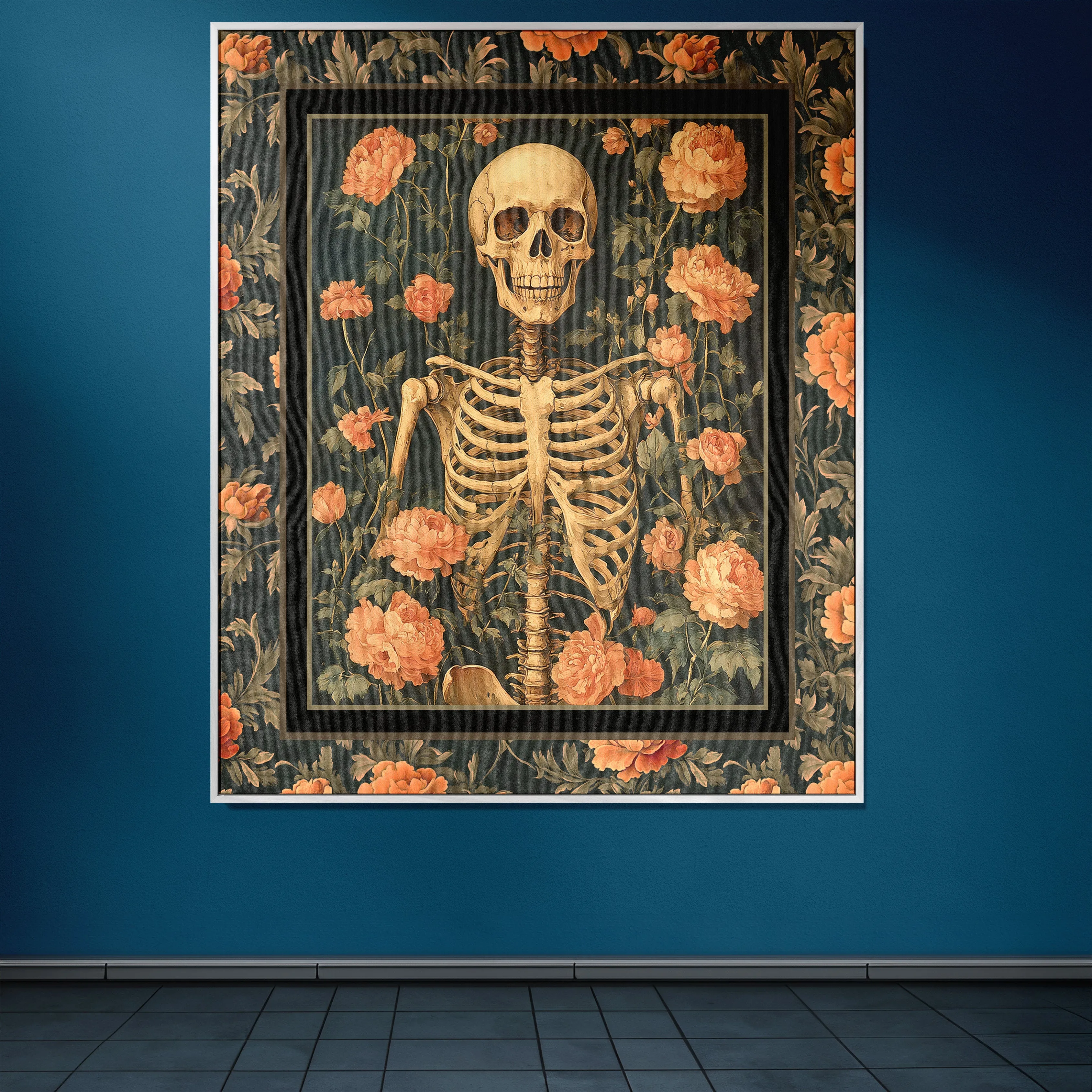 Floral Halloween Skeleton 50" x 60" Gift Woven Jacquard Blanket