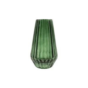 GLASS VASE GREEN 16CM