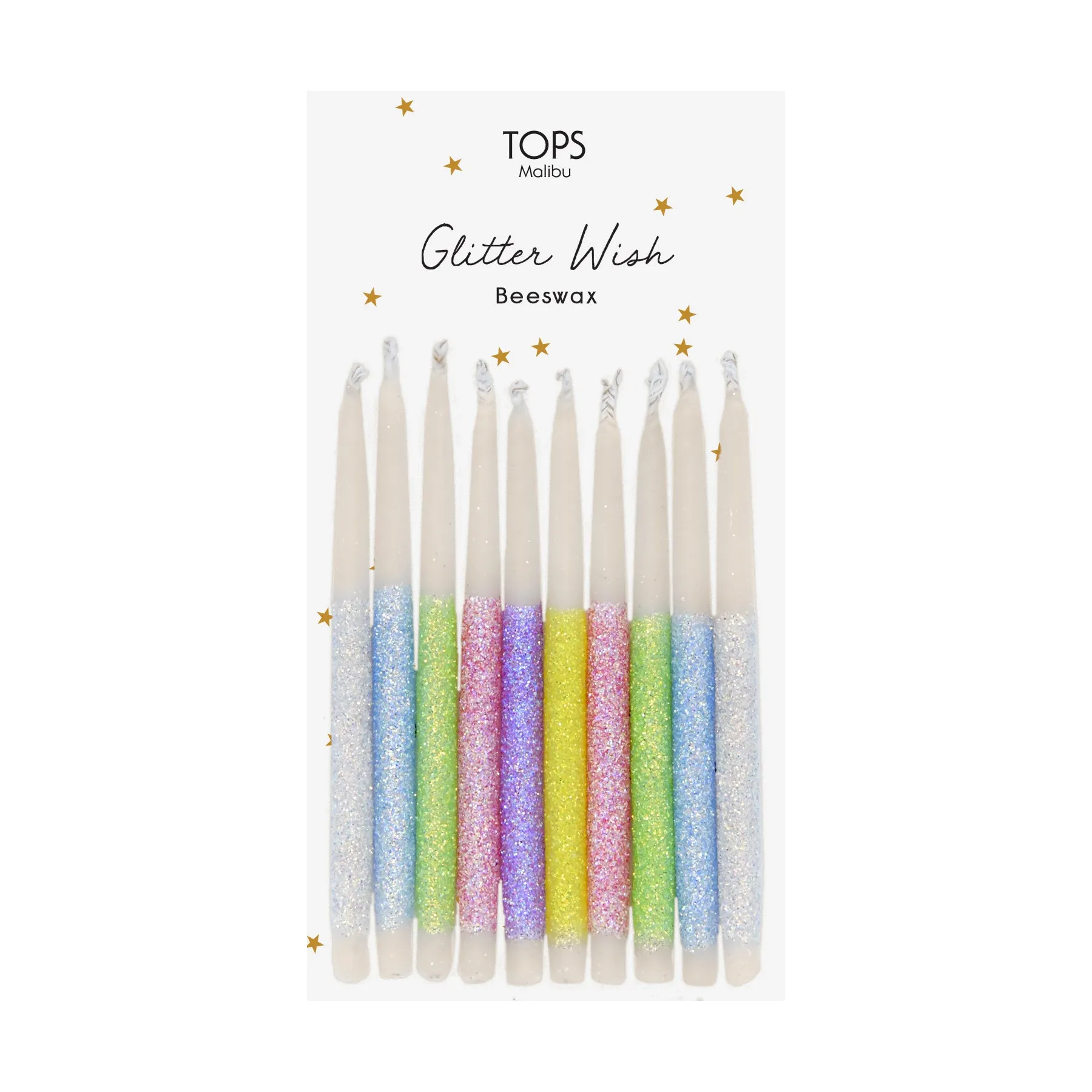 Glitter Wish Candles Beeswax Multi Color - 3"