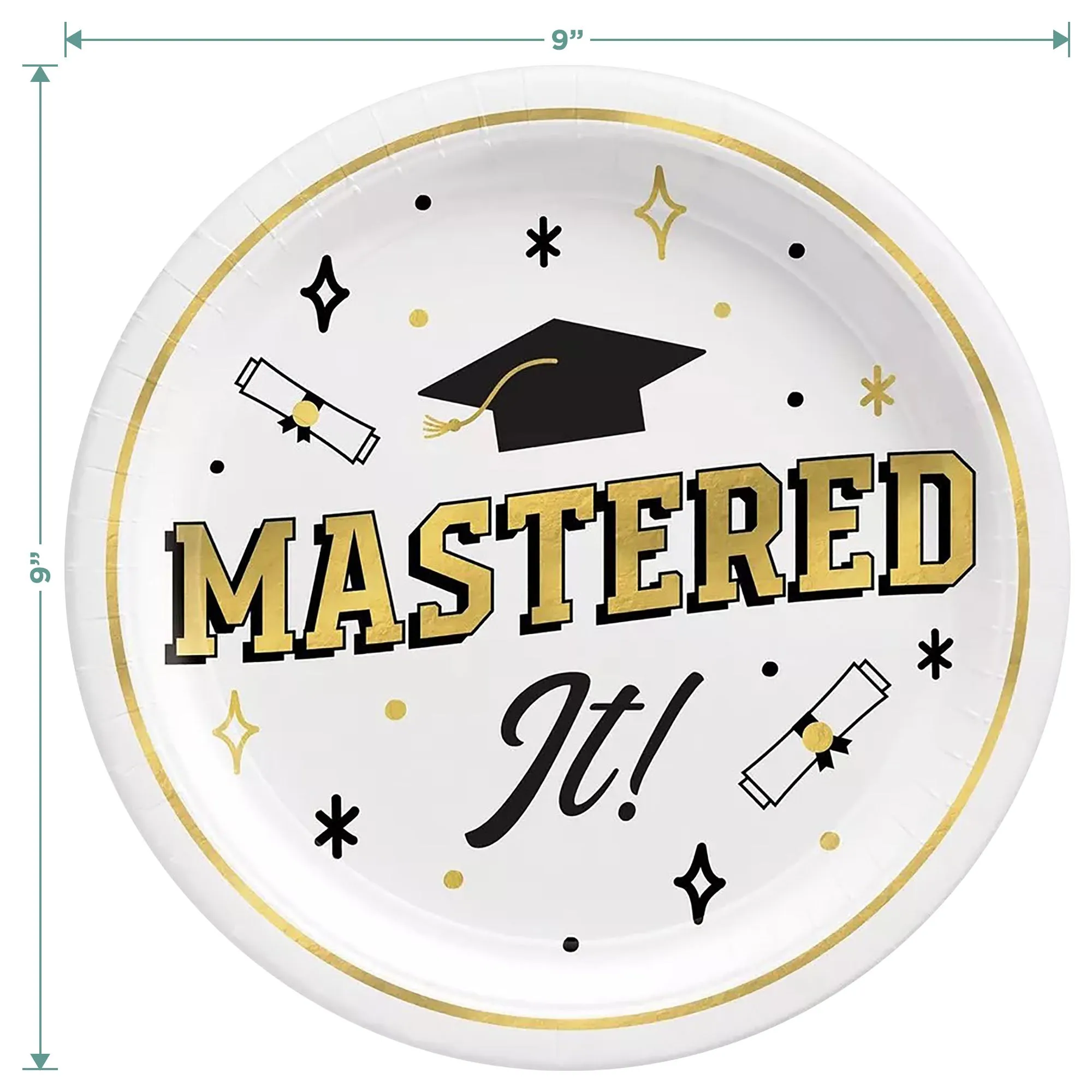 Graduation Party Supplies - Master's Degree Celebration Paper Plates & Napkins (Serves 30)