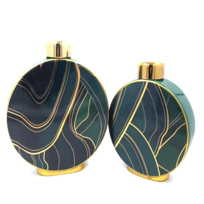 Green And Gold Ceramic Vase (Set of 2)