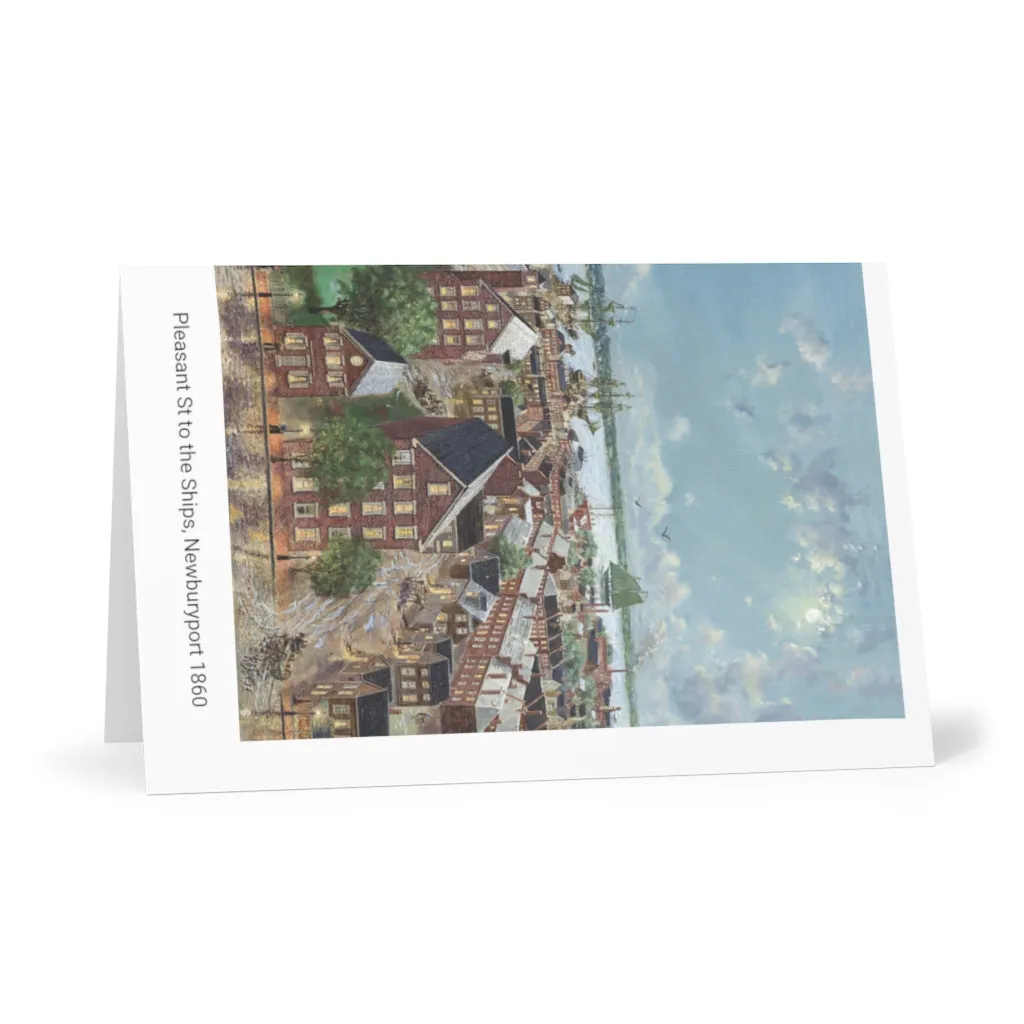 Greeting Cards (7 pcs) showing Oil Painting by Richard Burke Jones of ''Pleasant Street to the Ships, Newburyport, 1860"