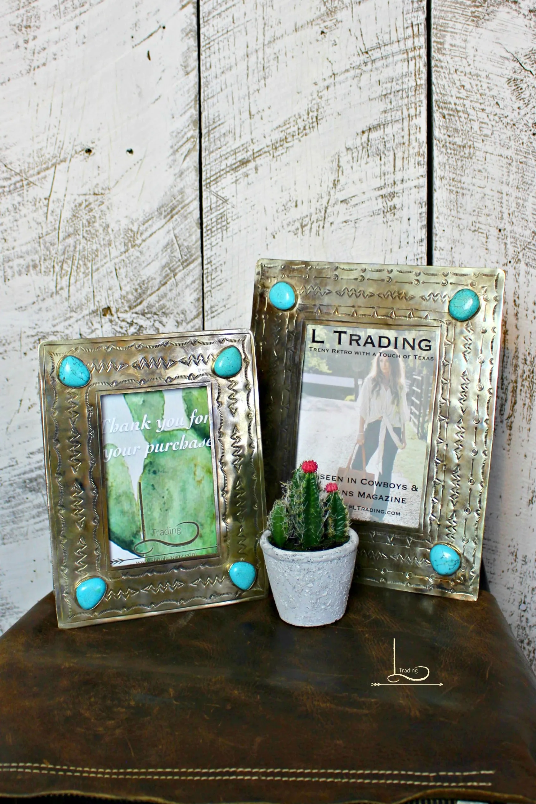 Hand Stamped Silver & Turquoise Frames