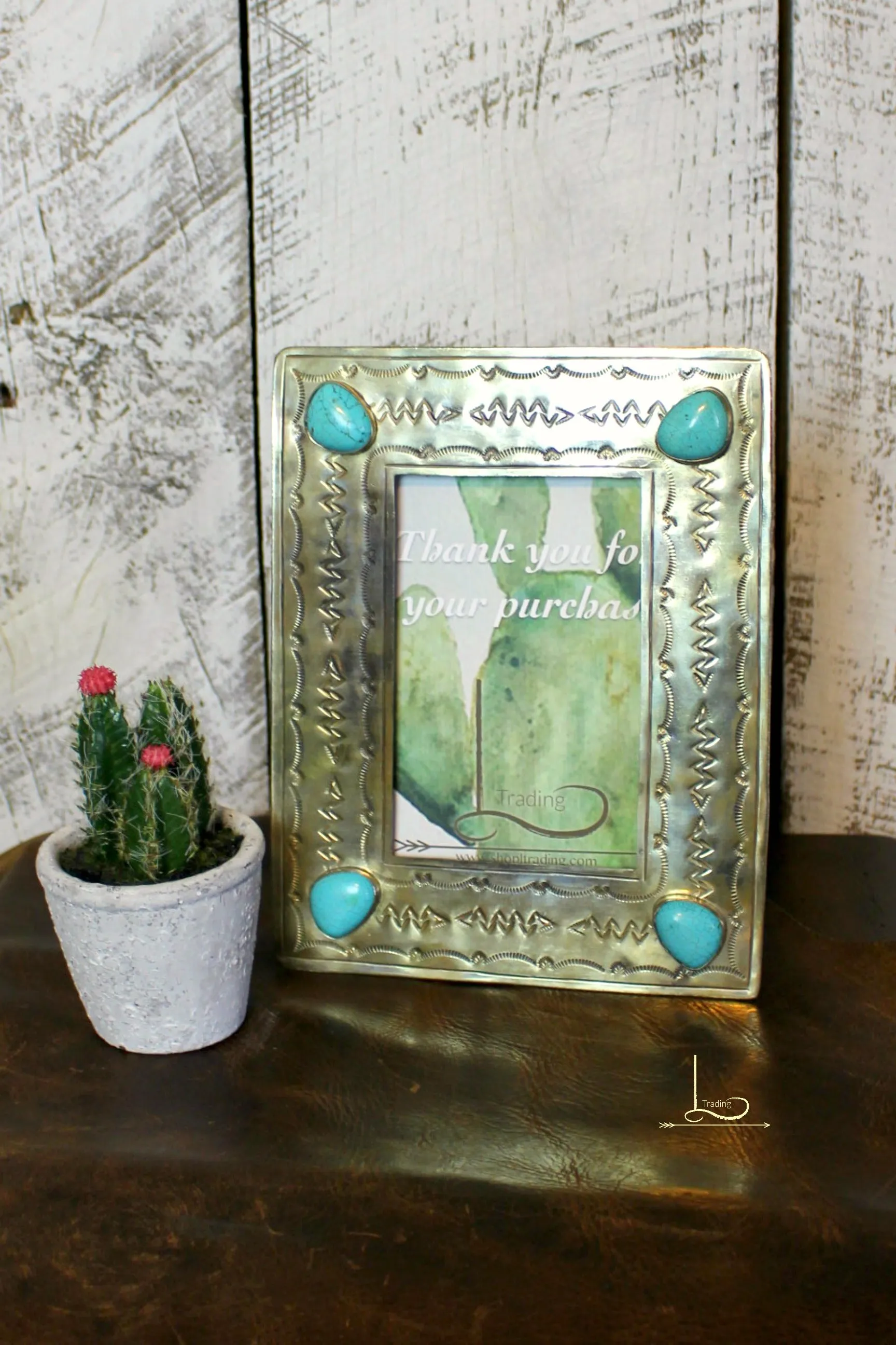 Hand Stamped Silver & Turquoise Frames