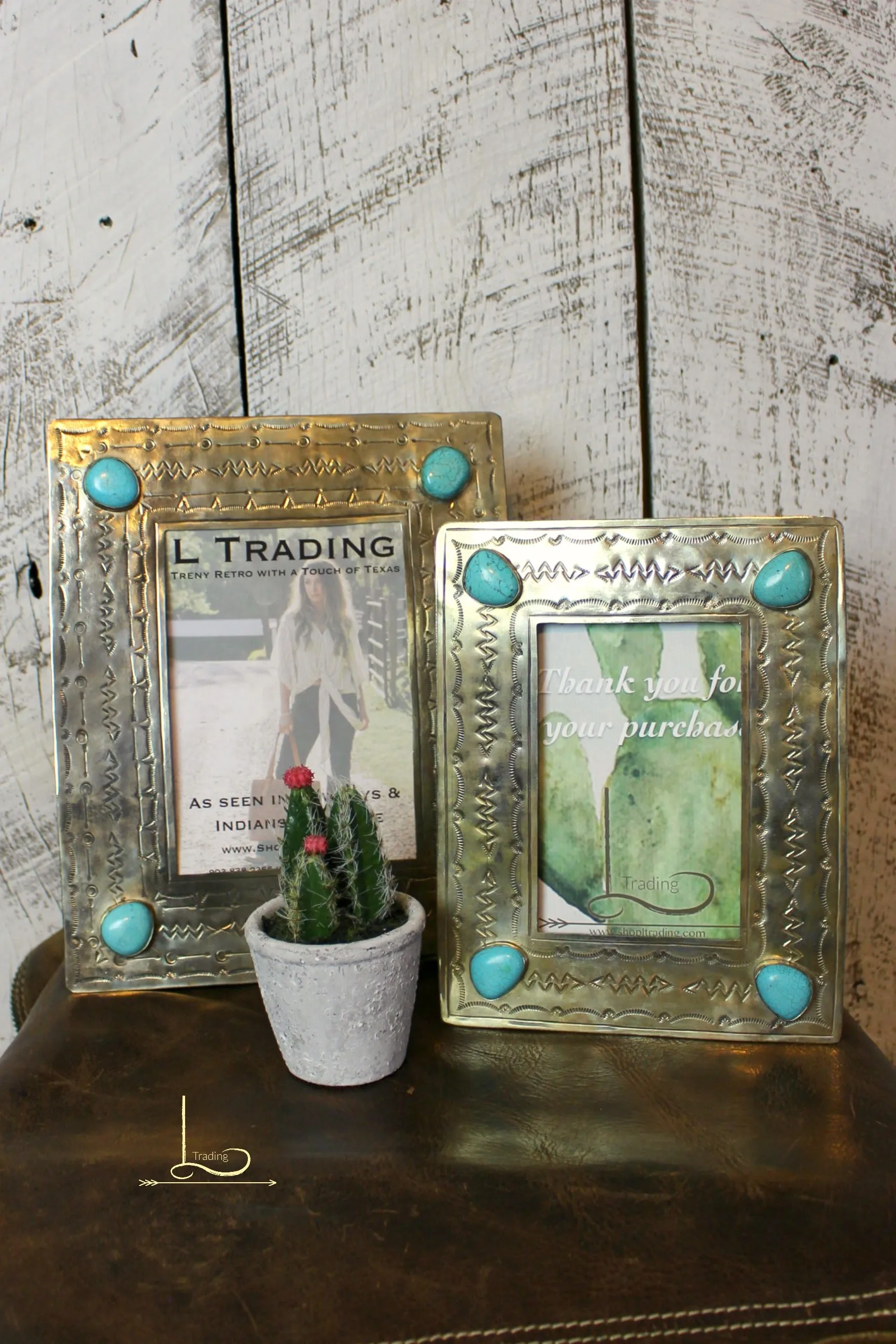 Hand Stamped Silver & Turquoise Frames