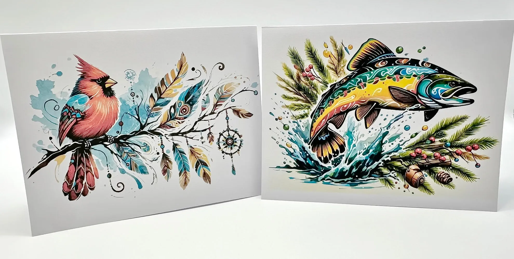 Handmade Holiday / Greeting Cards Set of 8 – Indigenous-Inspired Designs