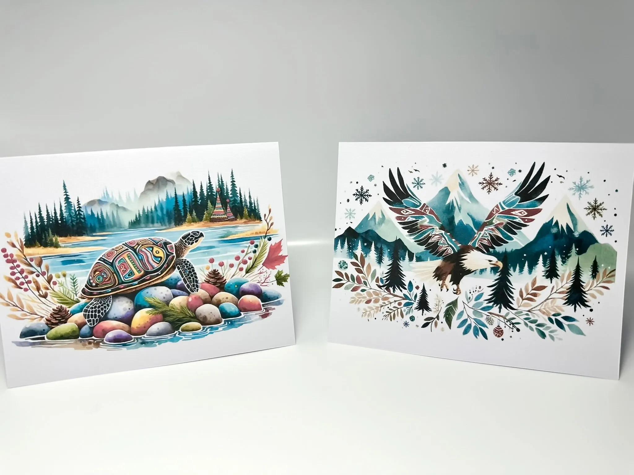 Handmade Holiday / Greeting Cards Set of 8 – Indigenous-Inspired Designs