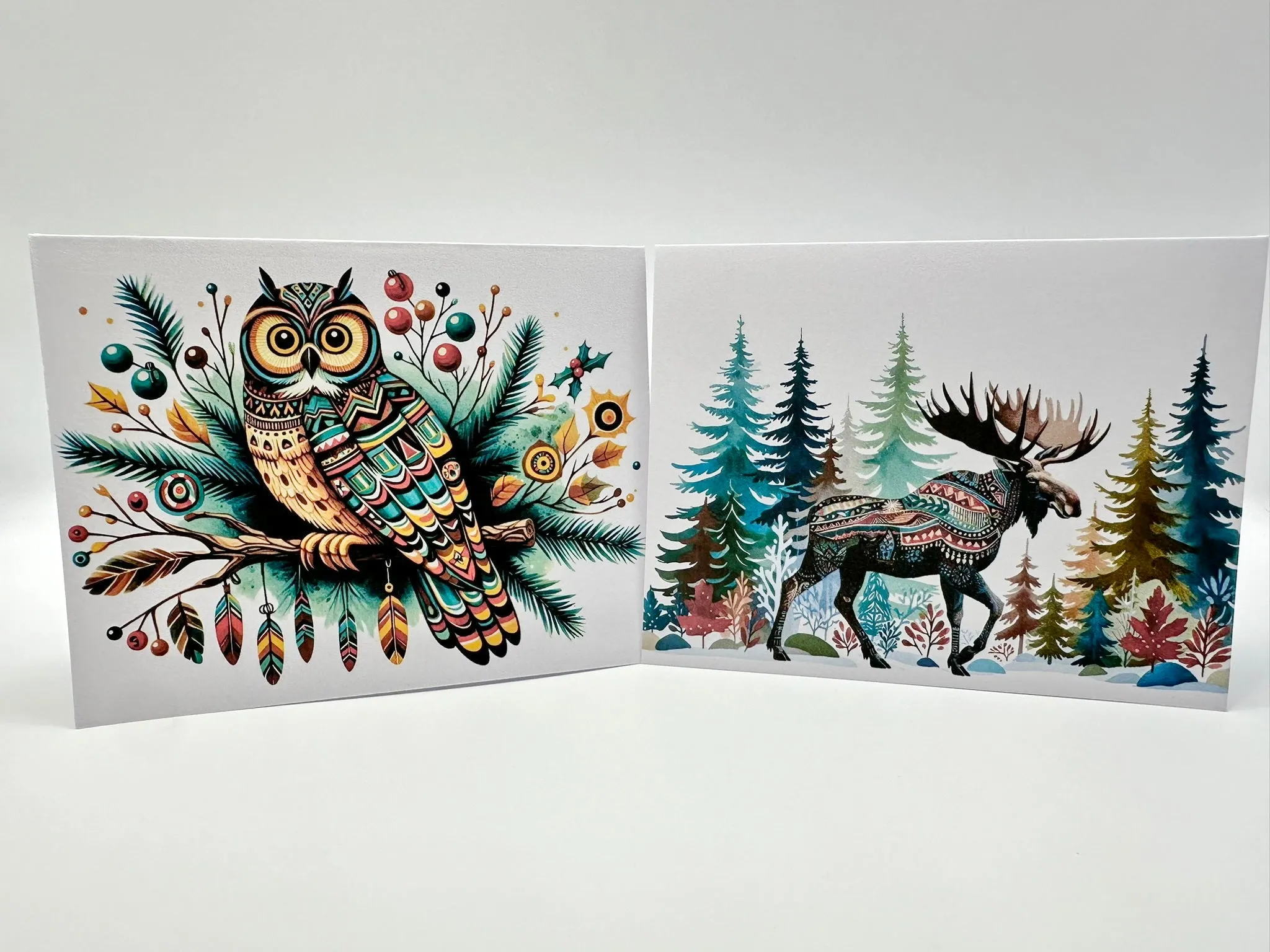 Handmade Holiday / Greeting Cards Set of 8 – Indigenous-Inspired Designs