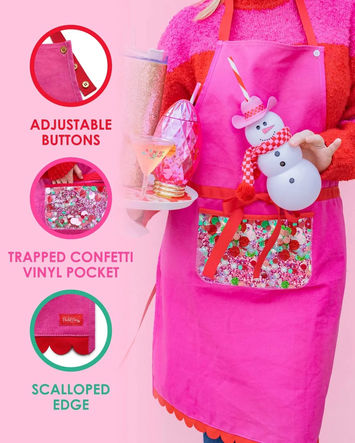 Holiday Spirit Pink Confetti Apron