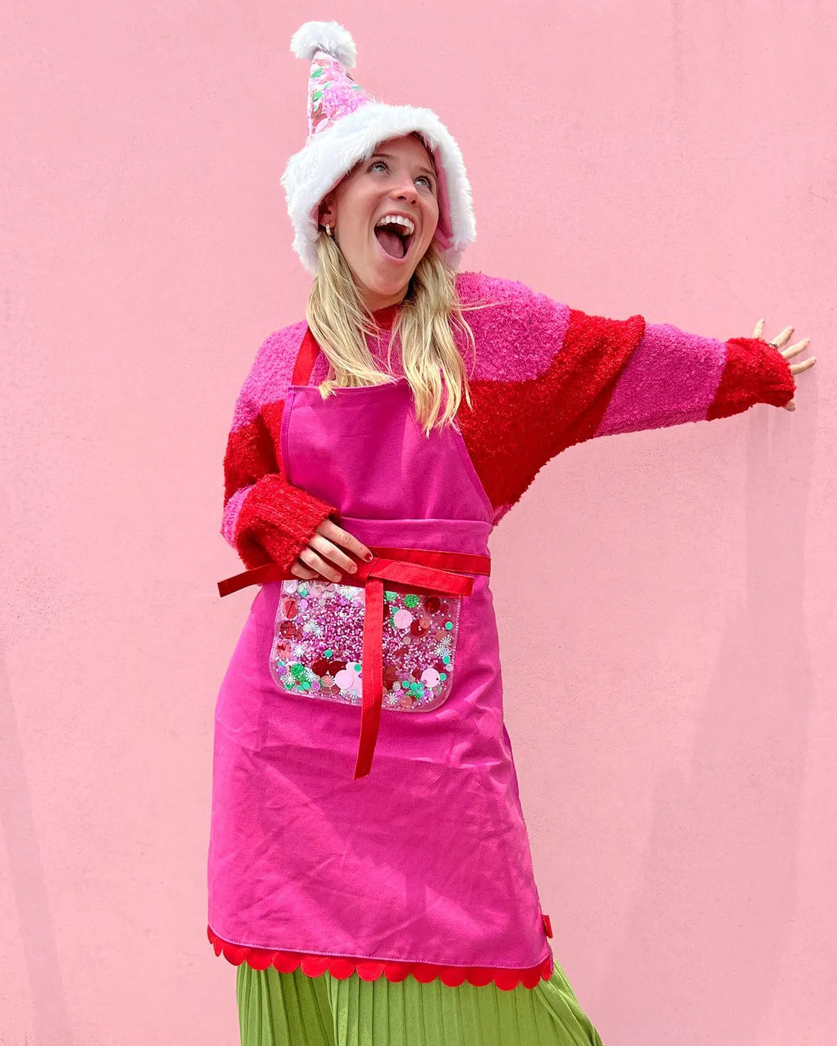 Holiday Spirit Pink Confetti Apron