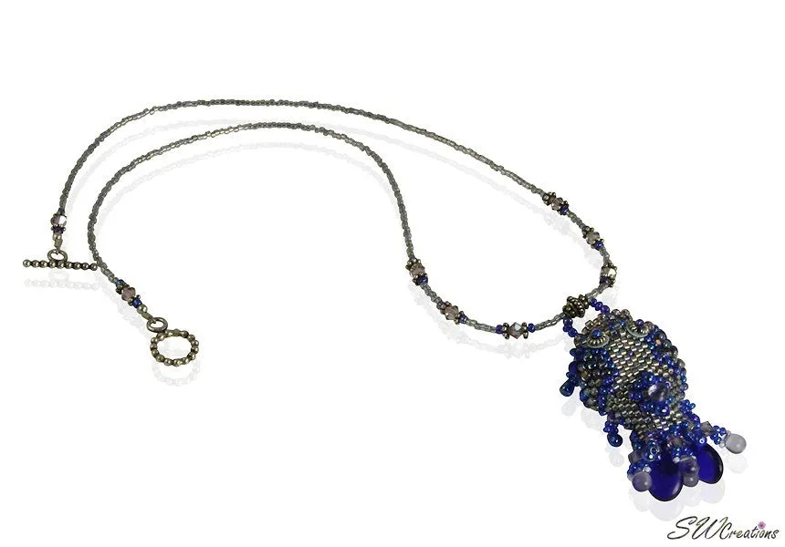 Kai Blue Beaded Fish Bead Art Necklace