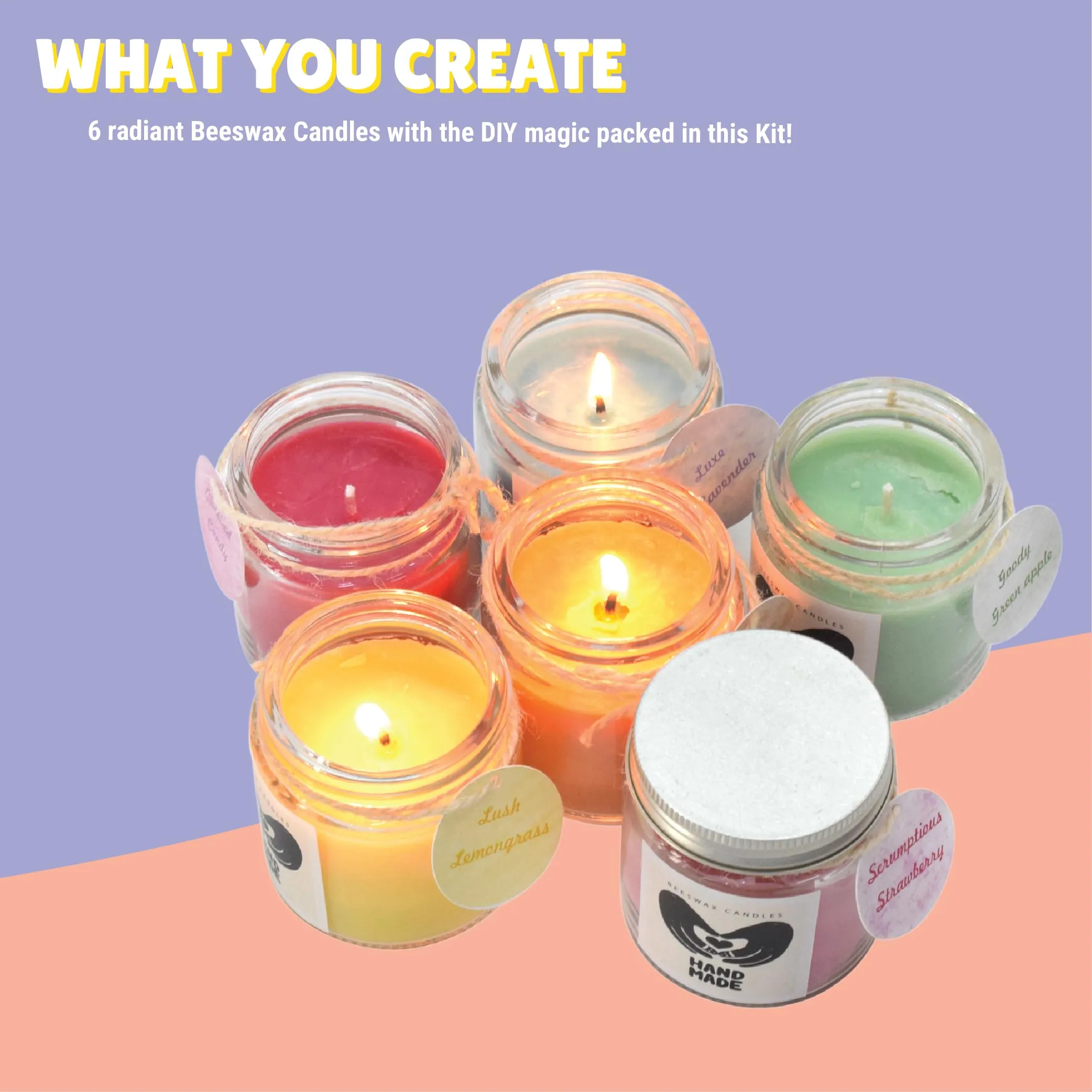 Kalakaram Pure and Natural Beeswax Aroma Candle Making Kit – Make 6 Colourful Beeswax Aroma Candle Jars with The Contents of This kit,Others