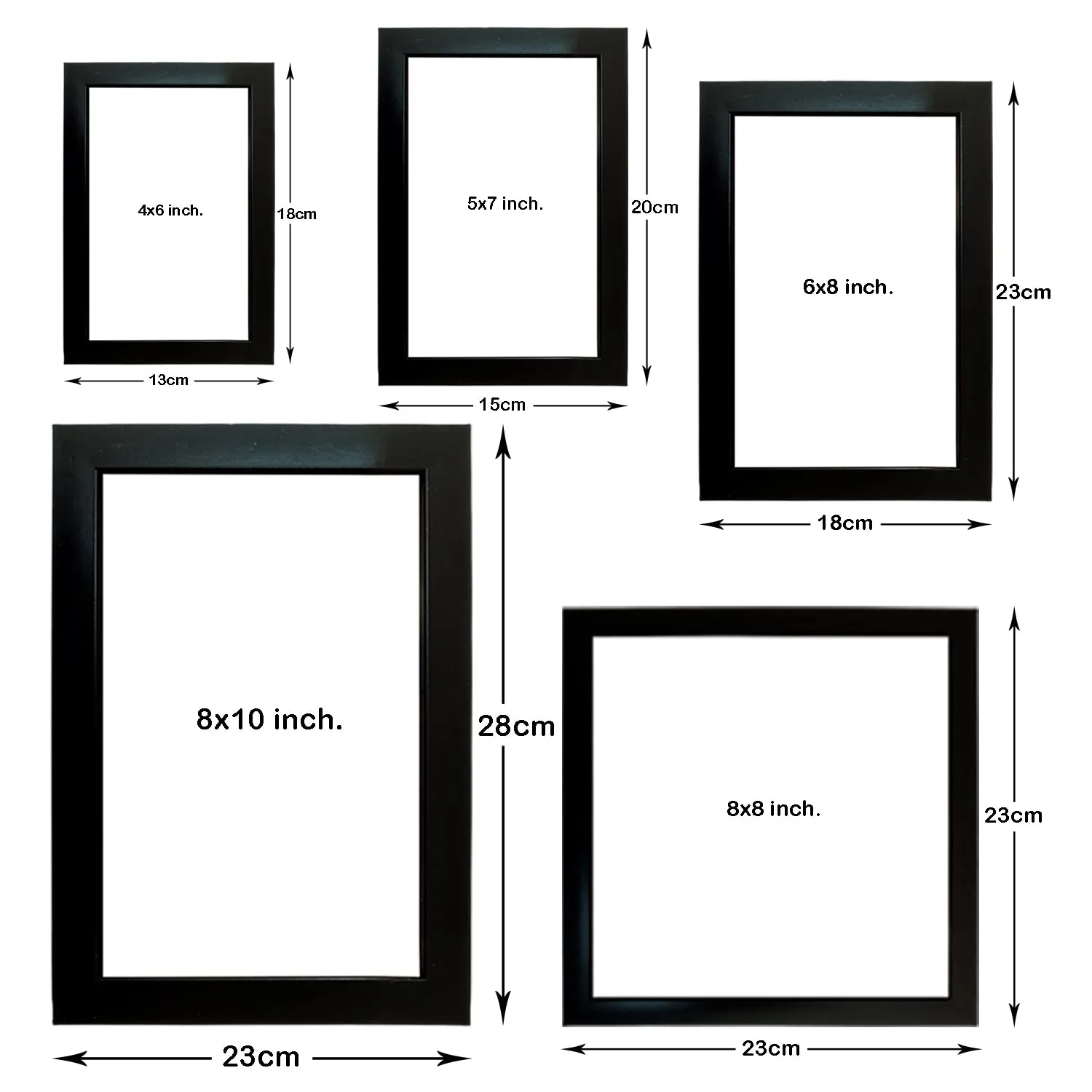 Kuber Industries Photo Frame|MDF Wooden Collage Set for wall Decor|Hanging Photo Frames|Collage Picture Frame Set for Home Décor|Set of 5 (Black)