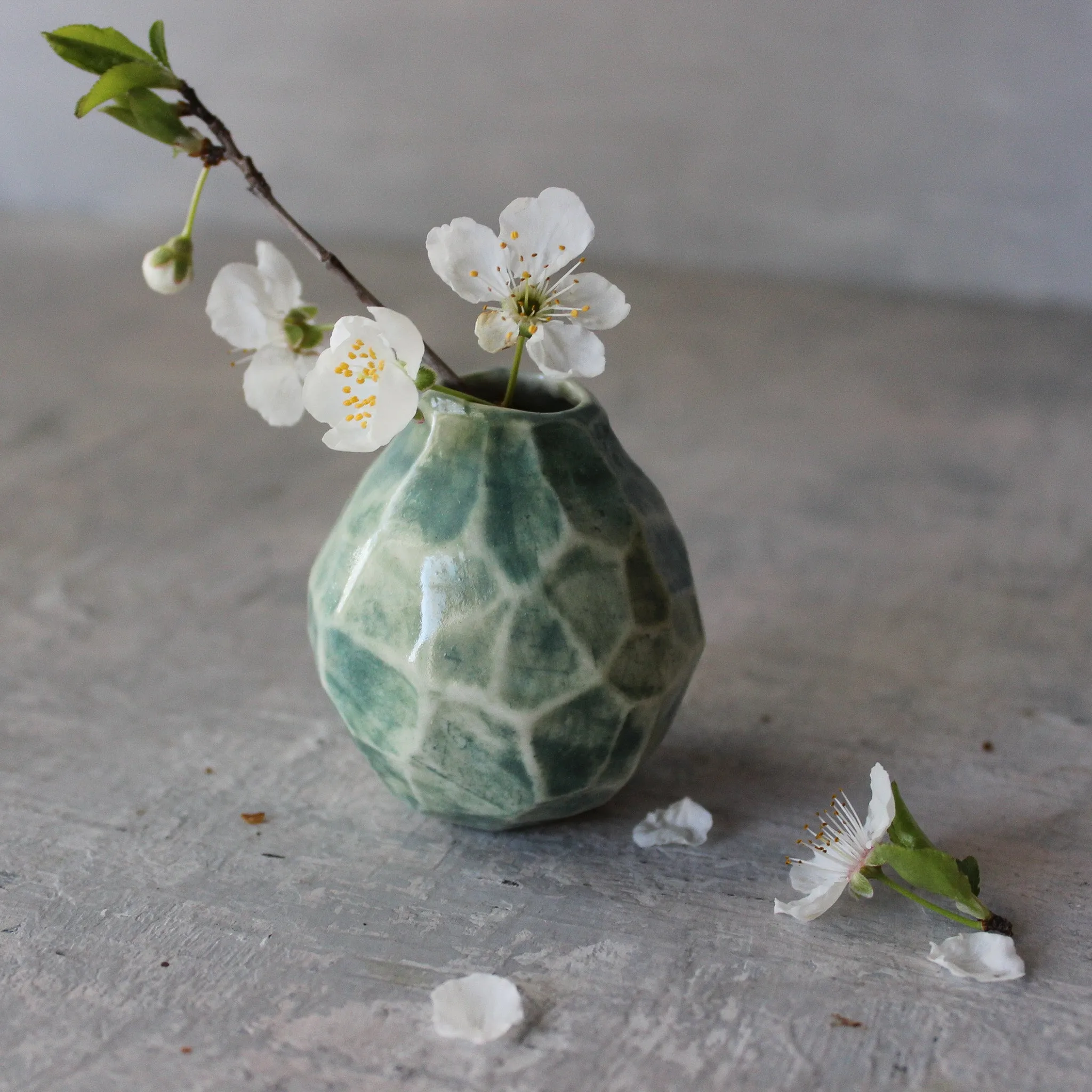 Little Faceted Green Vases